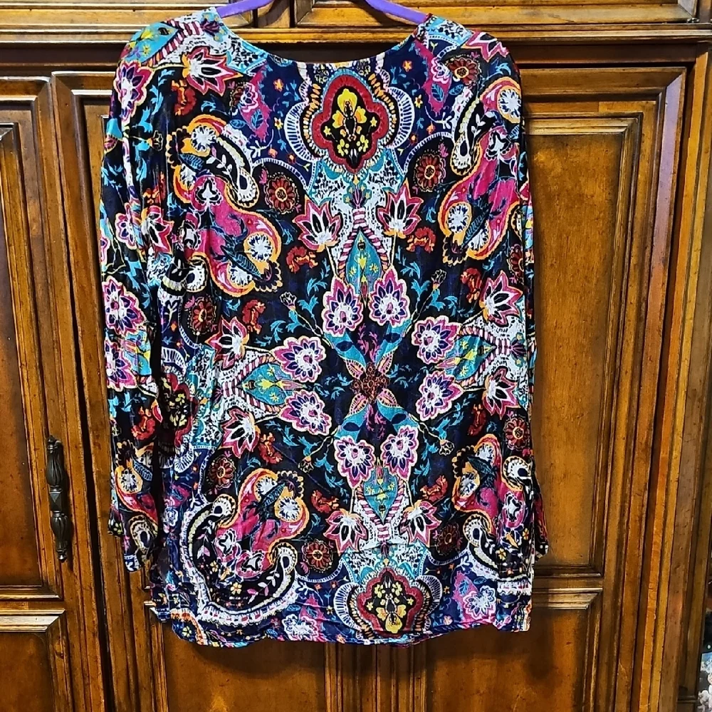 Johnny Was Hannah Velvet  Multicolor Paisley Tunic Sz. LG -  NWOT! - Picture 3 of 3
